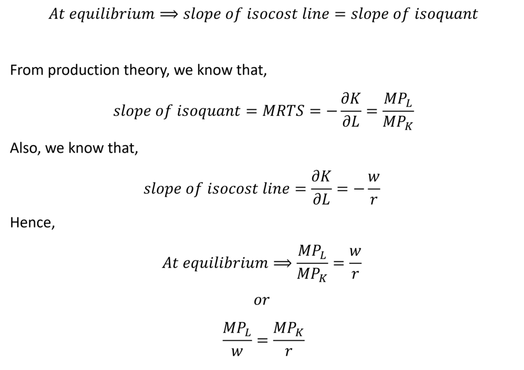 Slope of isoquant and isocost line