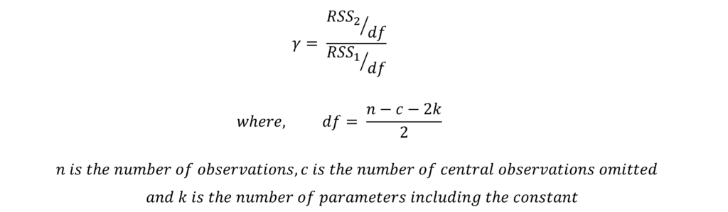 Goldfeld Quandt test statistic